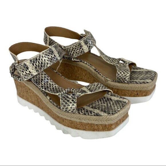 NEW Marc Fisher Leather Platform Sandals Gylian2 Grey Animal Print Size 9.5 - Picture 3 of 10